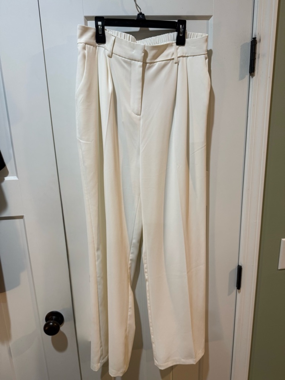 High-Rise Wide-Leg Cream Trousers